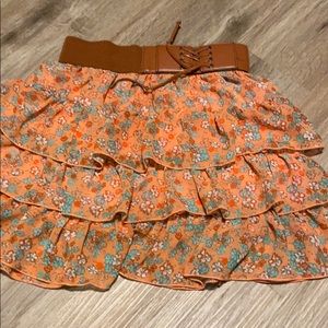 Speechless peachy orange floral bring skirt